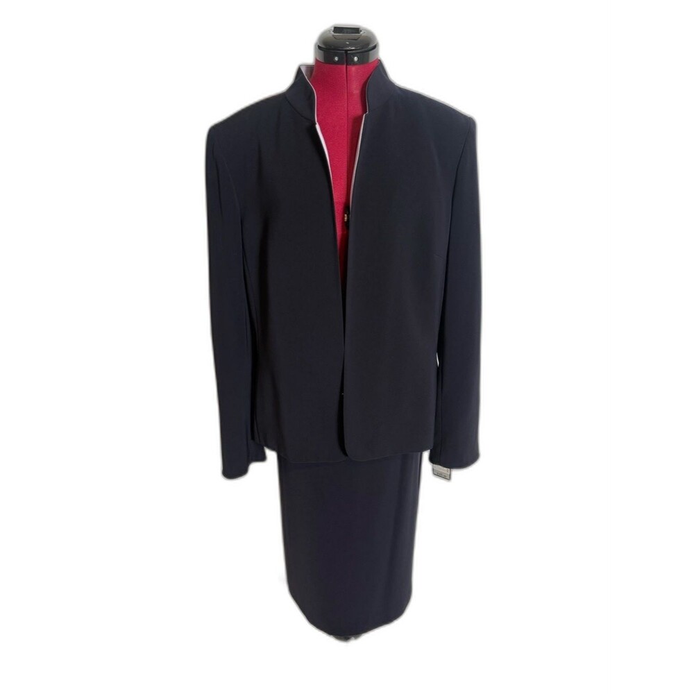 NWT Kasper Skirt Suit Woman's Size 14 Midnight Blue 2-Piece Set Blazer & Skirt
